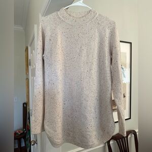 LOFT Cream Speckled Crew Neck Sweater
